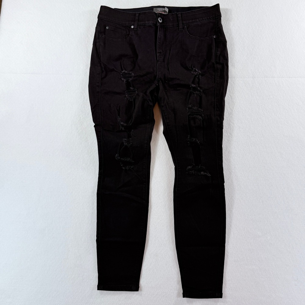 Torrid Bombshell Skinny Jeans Womens 16 Black Distressed Ripped Grunge Edgy